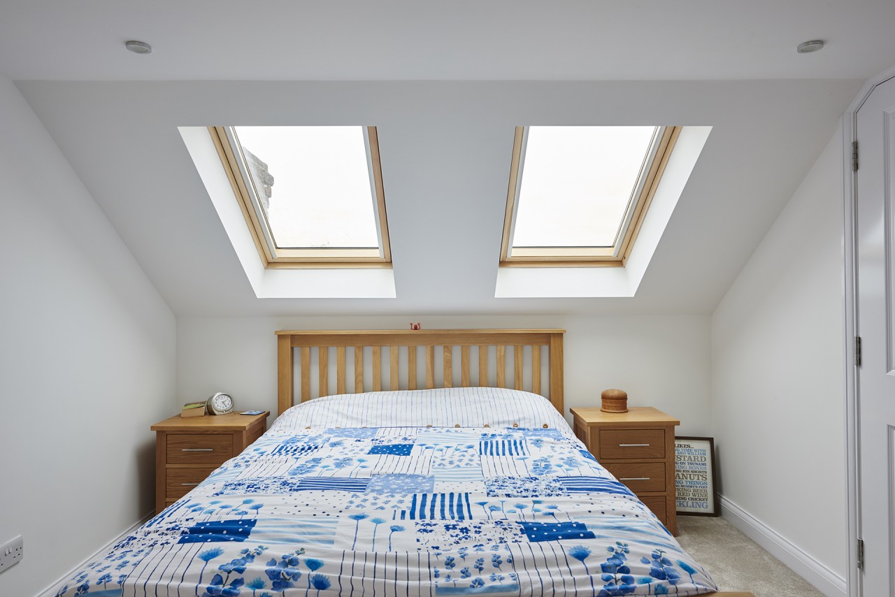The skylights make the room bright