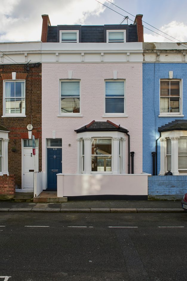 Light pink Victorian mid-terrace house