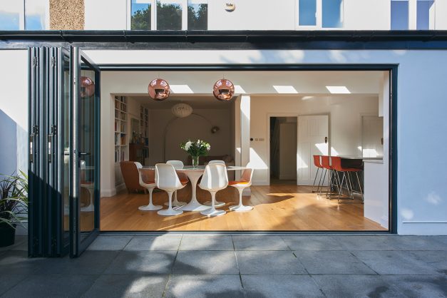 Kitchen diner extension with wood flooring